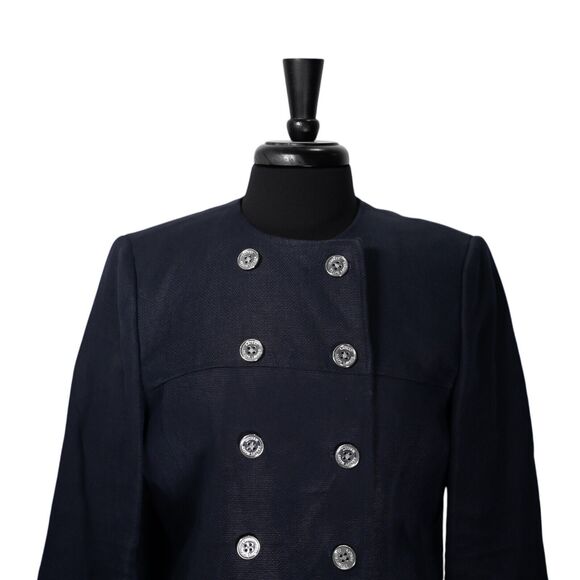 Ralph Lauren Women's Blazer Navy Blue Linen Double Breasted Work Suit Jacket 10 - Picture 5 of 8
